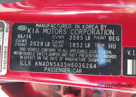 2017 Kia Rio Ex from USA, damaged, VIN KNADN5A35H6036264